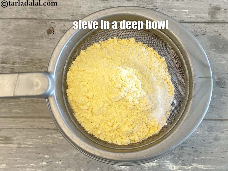 Step 5 – Sieve the maize flour and plain flour together in a deep bowl. Keep shaking the …