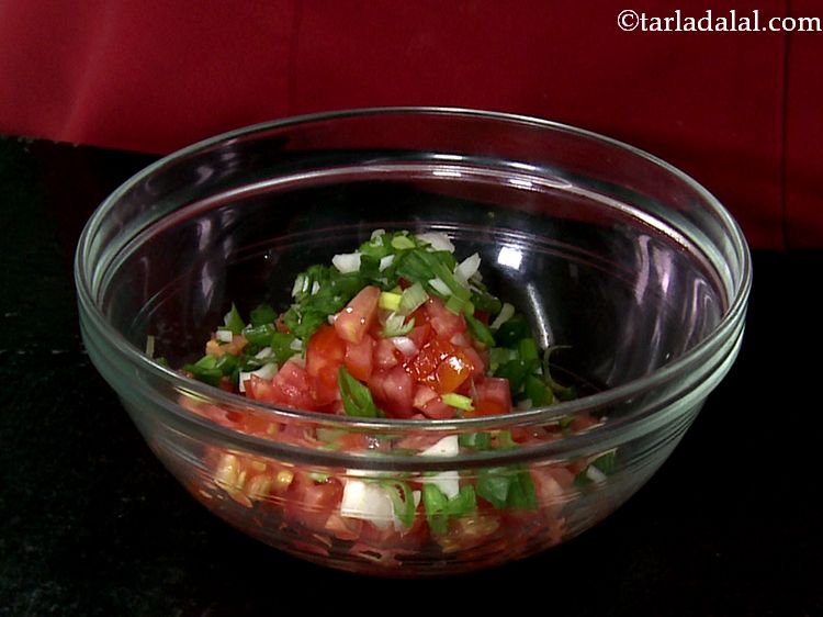 Step 14 – Add finely chopped spring onion whites and greens.