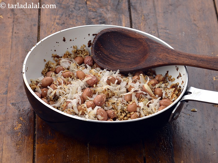 Step 12 – Dry roast on a medium flame for 3 minutes. Keep aside to cool slightly.