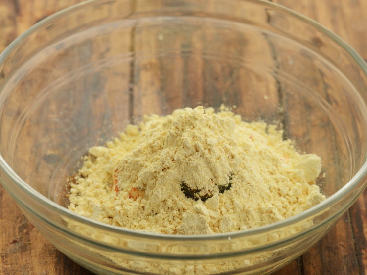 Step 11 – Add besan. Besan helps in binding together all the ingredients and prevents it from turning …