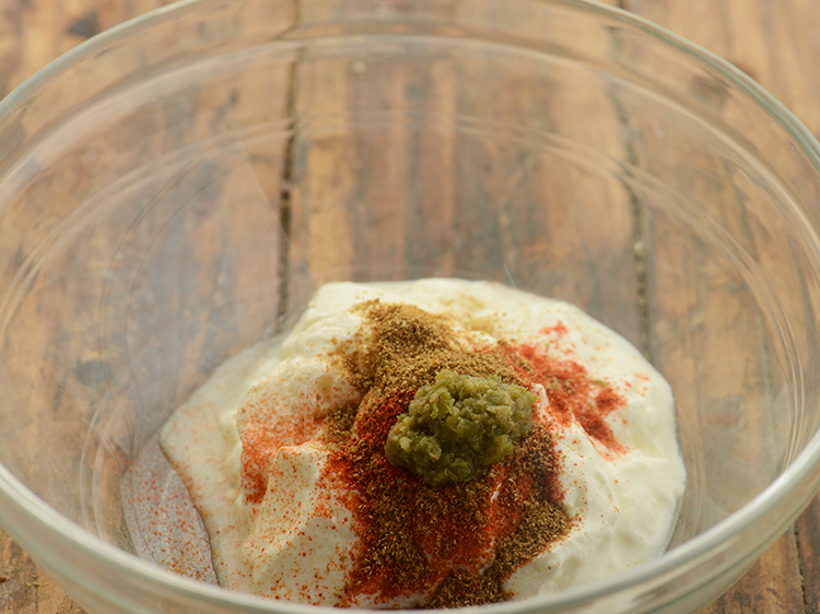 Step 6 – Add ginger paste and green chilli paste.