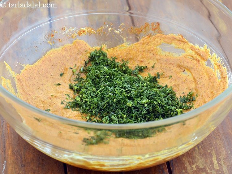 Step 14 – Add 2 tbsp&nbsp;finely&nbsp;<a href="https://www.tarladalal.com/glossary-chopped-coriander-783i">chopped coriander (dhania)</a>.