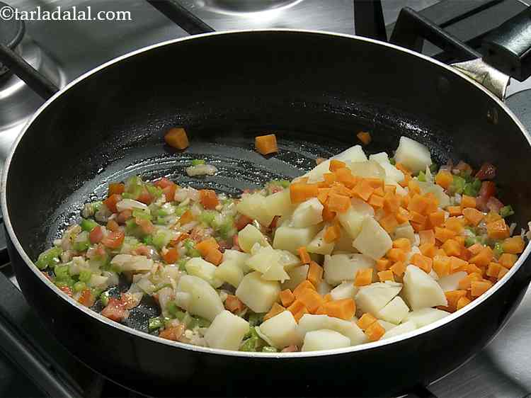 Step 5 – Add the boiled potatoes and carrot. To perk up the burger stuffing, you can add …