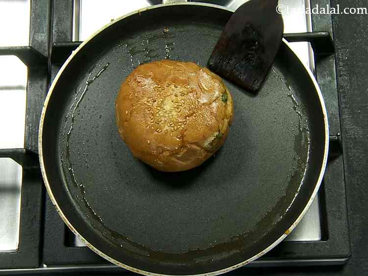 Step 14 – Cook the burger till it turns golden brown in colour from all the sides.