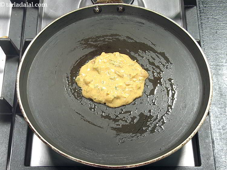 Step 18 – Pat it evenly with your fingers to form a 100 mm. (4&rdquo;) diameter circle.