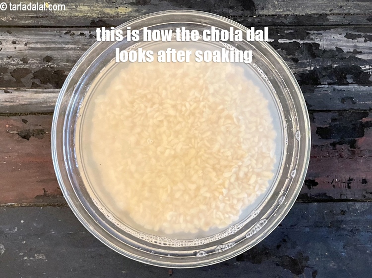 Step 6 – This is how the chola dal looks after soaking.