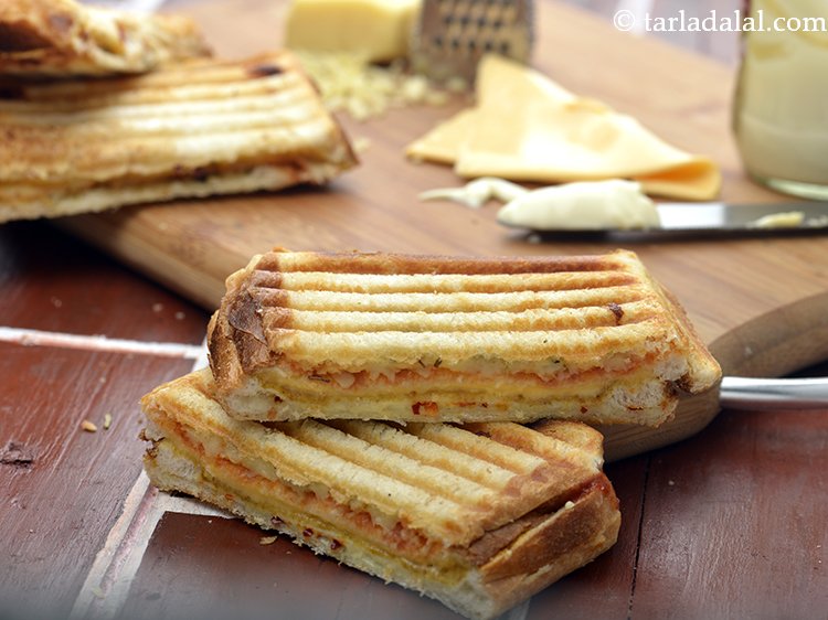 Step 15 – Serve&nbsp;<strong>three layered cheese grilled sandwich recipe| kids triple cheese grill sandwich | Indian style cheese …