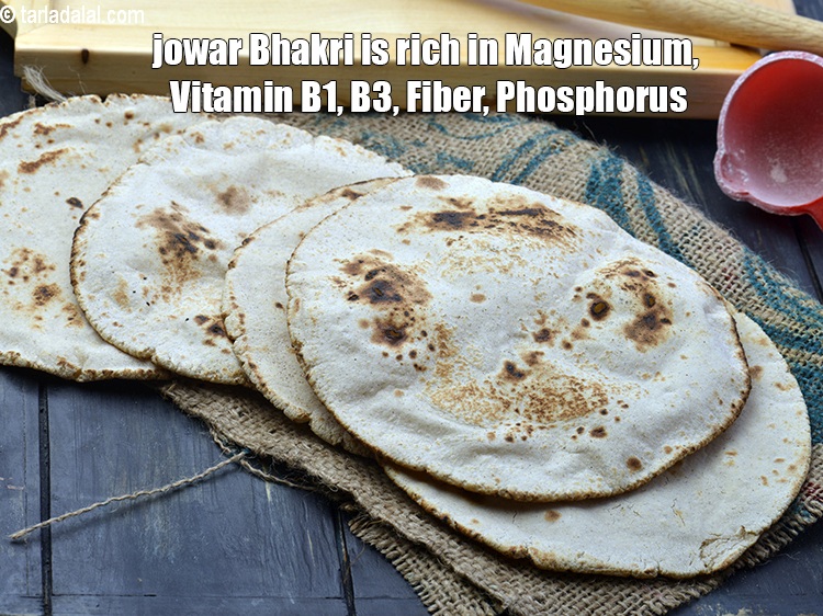 Step 20 – <strong>Jowar Bhakri is rich in&nbsp;Magnesium,&nbsp;Vitamin B1, B3,&nbsp;Fiber,&nbsp;Phosphorus.</strong> <ol> <li><strong>Magnesium</strong>&nbsp;:&nbsp;<a href="https://www.tarladalal.com/recipes-for-Magnesium-Rich-Recipes-1101">Magnesium</a>&nbsp;is required for formation of bones …