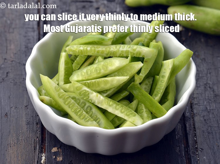 Step 19 – You can slice it very thinly to medium thick. Most Gujaratis prefer thinly sliced.