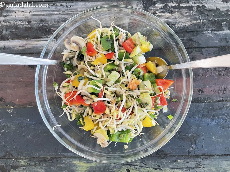 Step 28 – Make the <strong>healthy&nbsp;bean sprouts mushroom and cucumber salad </strong>&nbsp;in advance without adding salt. Chill and …