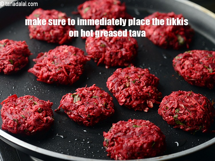 Step 40 – Make sure to immediately place the tikkis on hot greased tava.