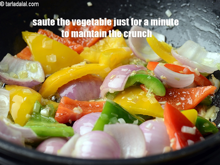 Step 40 – Saute the vegetable just for a minute to maintain the crunch.