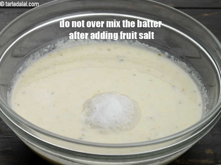Step 37 – Do not over mix the batter after adding fruit salt.