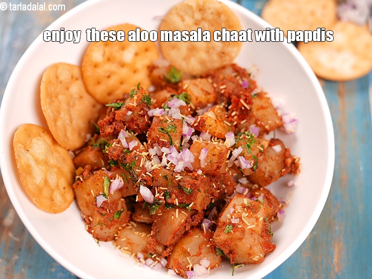 Step 24 – Enjoy these aloo masala chaat with papdis.