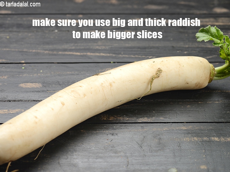 Step 34 – Make sure you use big and thick raddish to make bigger slices.