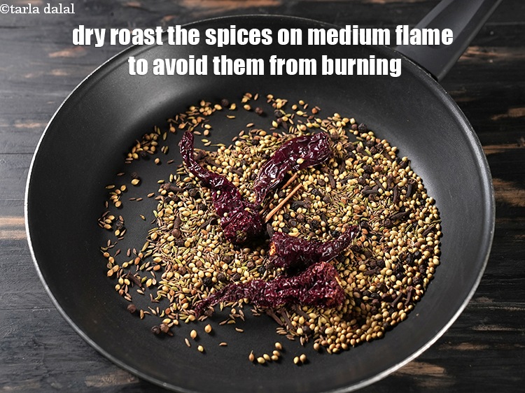 Step 19 – Dry roast the spices on medium flame to avoid them from burning.
