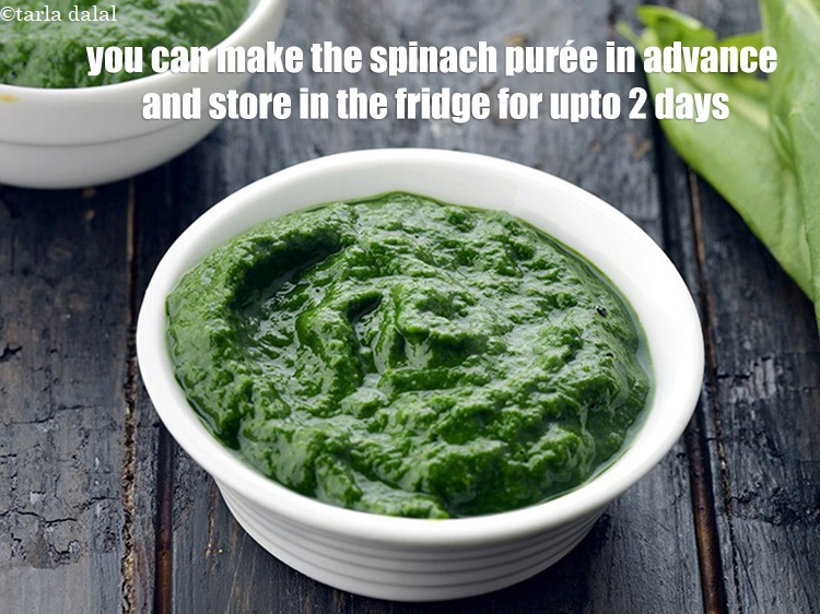 Step 34 – You can make the <strong>spinach</strong> <meta charset="UTF-8" /><strong>pur&eacute;e</strong> in advance&nbsp;and store in the fridge for …