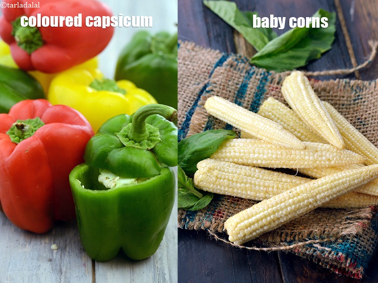 Step 47 – You can add any other vegetables of your choice like coloured capsicum or baby corns.