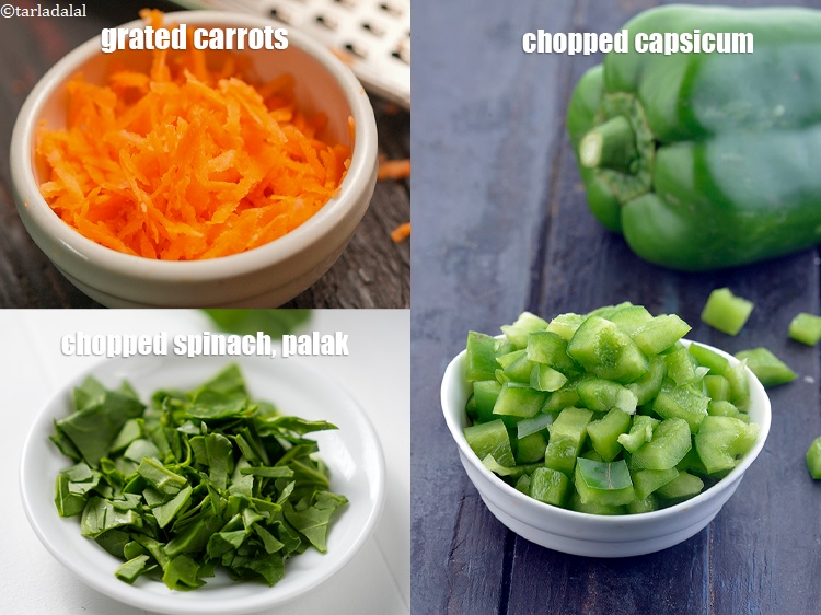 Step 33 – For more flavorful thalipeeth, you can add other vegetables such as grated carrots, chopped spinach, …