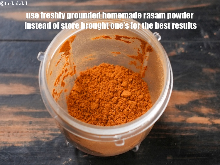 स्टेप 33 – सर्वोत्तम परिणामों के लिए दुकान से लाए गए रसम पाउडर …