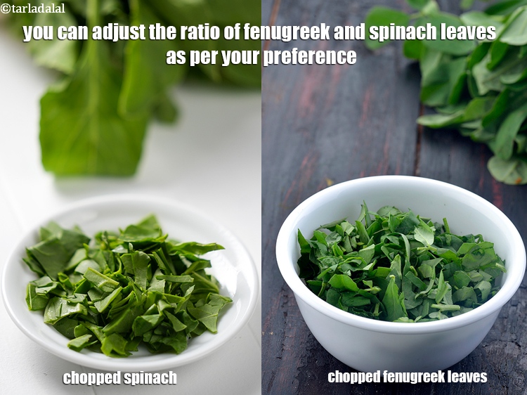 Step 39 – You can adjust the ratio of fenugreek and spinach leaves as per your preference.