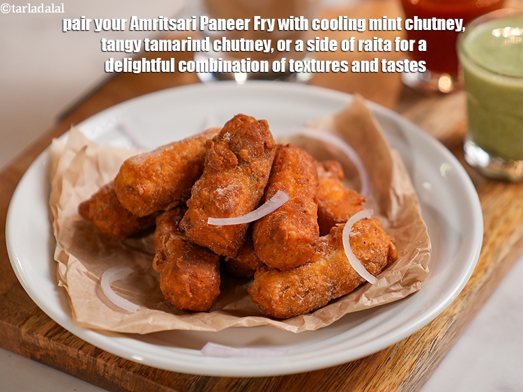 Step 28 – Pair your Amritsari Paneer Fry with cooling mint chutney, tangy tamarind chutney, or a side …