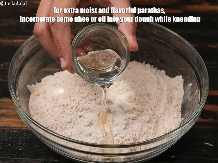 Step 27 – For extra moist and flavorful parathas, incorporate some ghee or oil into your dough while …