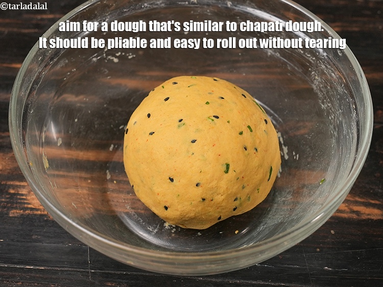 Step 32 – Aim for a dough that&#39;s similar to chapati dough. It should be pliable and easy …