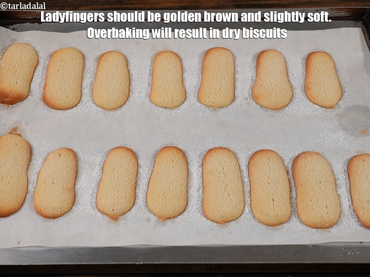 Step 21 – Ladyfingers should be golden brown and slightly soft. Overbaking will result in dry biscuits.