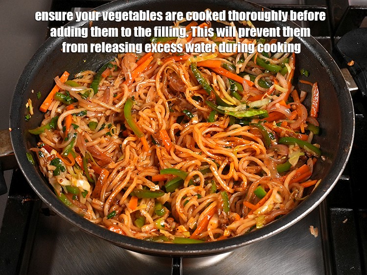 Step 42 – Ensure your vegetables are cooked thoroughly before adding them to the filling. This will prevent …