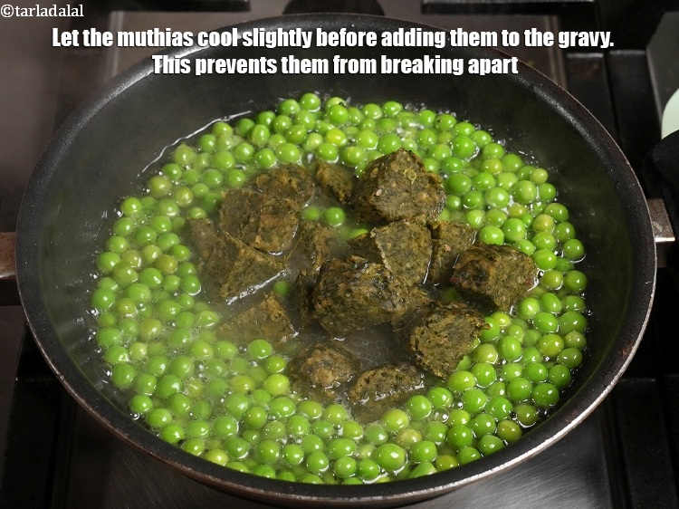 Step 29 – Let the muthias cool slightly before adding them to the gravy. This prevents them from …