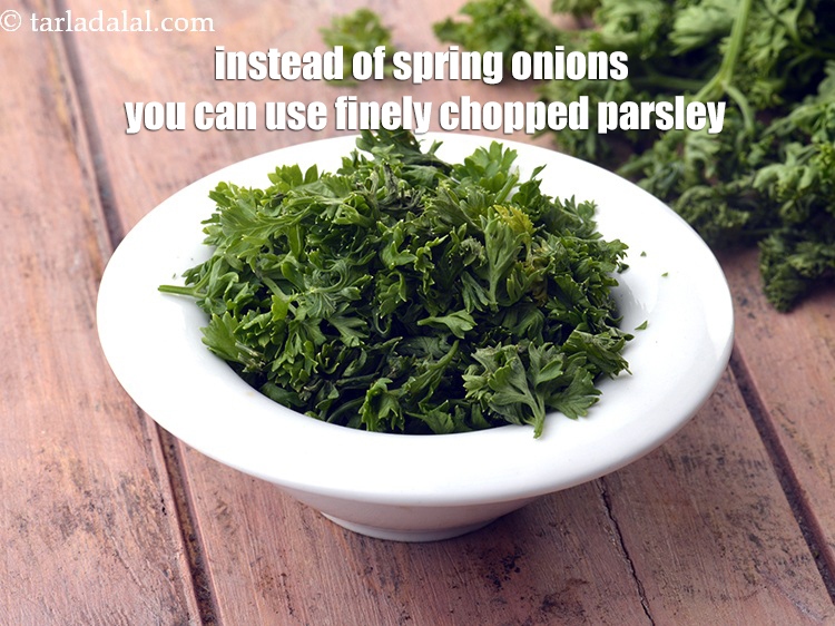 Step 21 – Instead of spring onions you can use finely chopped parsley.