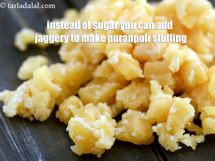 Step 36 – Instead of sugar you can add jaggery to make puranpoli stuffing.&nbsp;