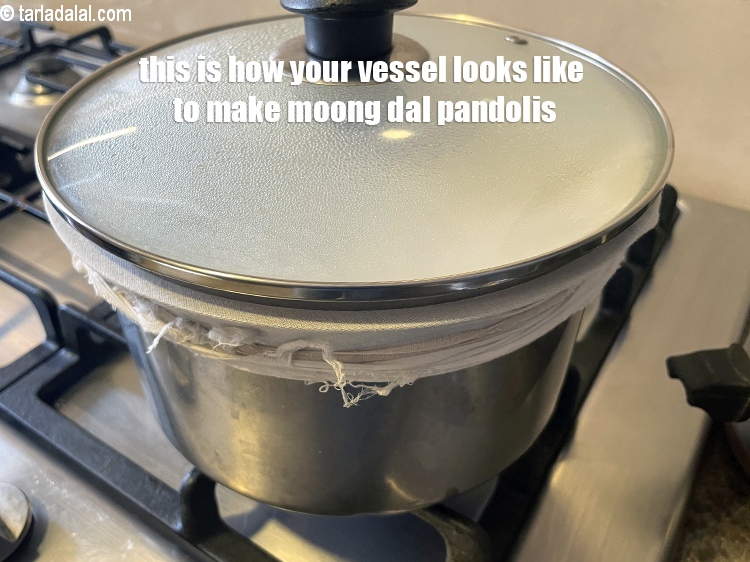 Step 39 – This is how your vessel looks like to make moong dal pandoli.&nbsp;