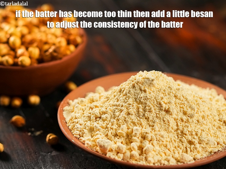 Step 29 – If the batter has become too thin then add a little besan to adjust the …