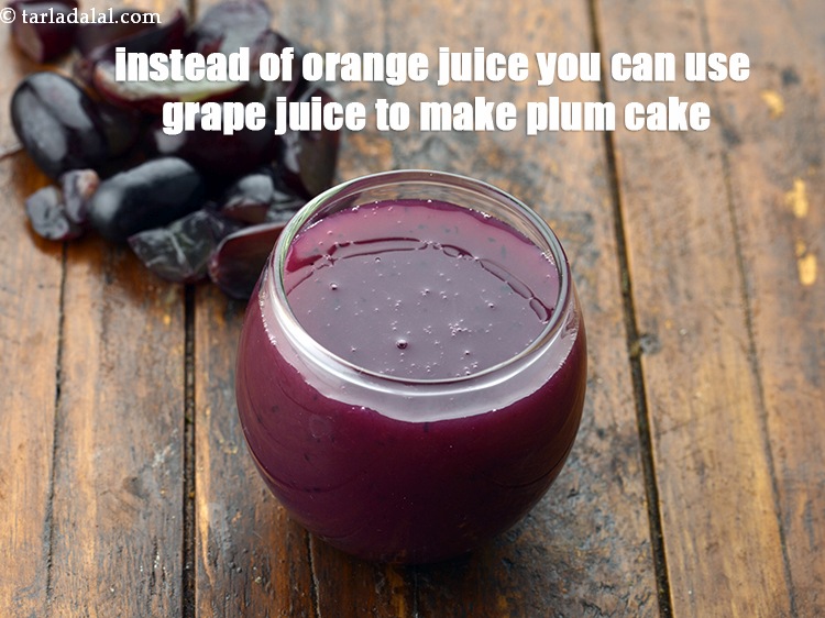 Step 36 – Instead of orange juice you can use grape juice to make plum cake.