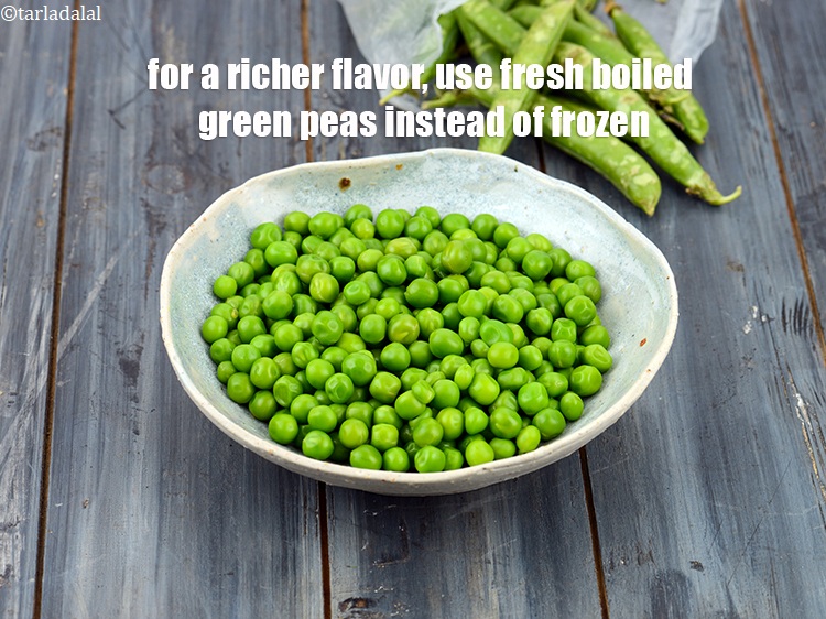 Step 26 – For a richer flavor, use fresh boiled green peas instead of frozen.