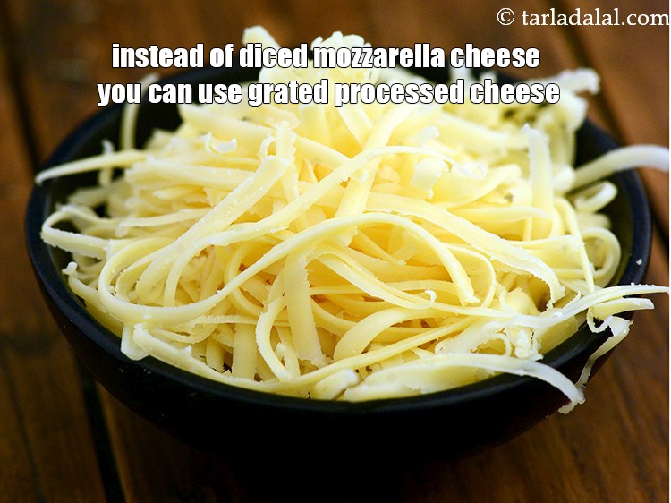 Step 36 – Instead of diced mozzarella cheese you can use grated processed cheese.