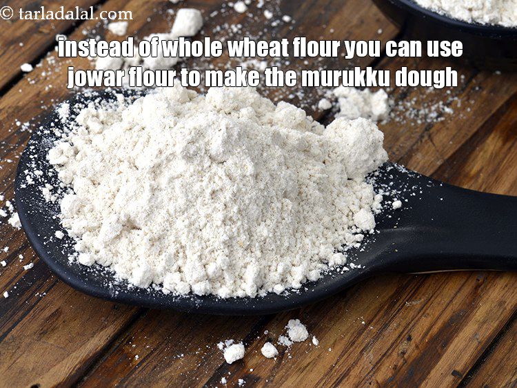 Step 23 – Instead of whole wheat flour you can use jowar flour to make the murukku dough.