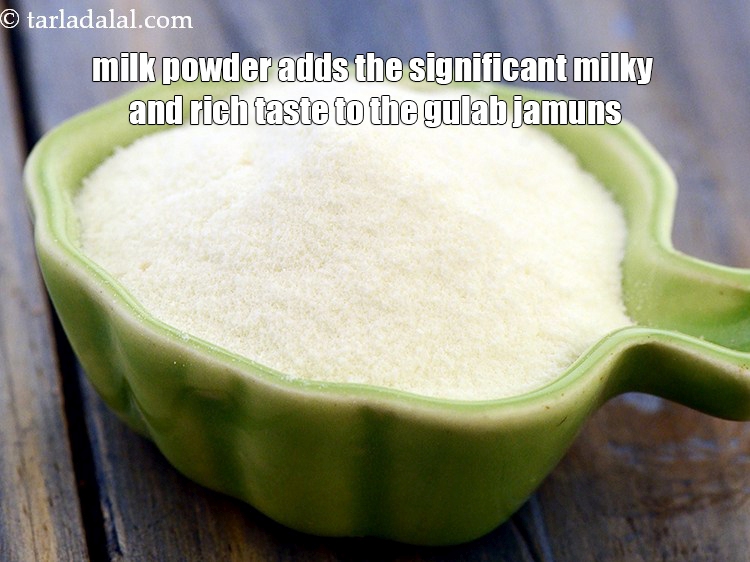 Step 25 – Milk powder adds the significant milky and rich taste to the gulab jamuns.