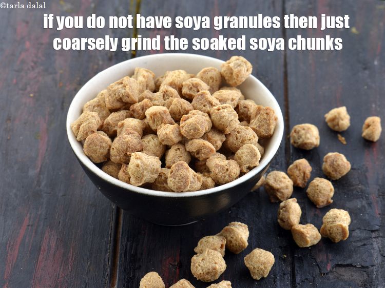 Step 44 – If you do not have soya granules then just coarsely grind the soaked soya chunks.
