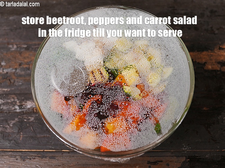 Step 36 – Store <strong>beetroot, peppers and carrot salad | healthy paneer rocket leaves and alfalfa sprouts salad …