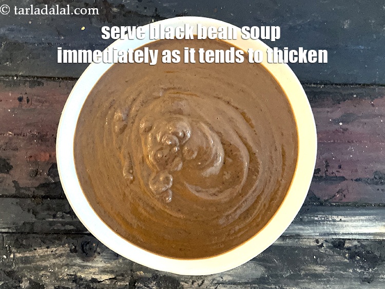Step 29 – The black bean soup must be served immediately as it will thicken over time.&nbsp;