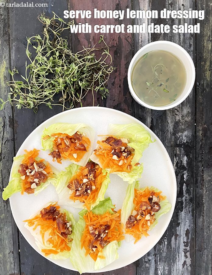 Step 13 – Serve <strong>honey lemon dressing</strong> with <a href="https://www.tarladalal.com/carrot-and-date-salad-370r">carrot and date salad</a>.