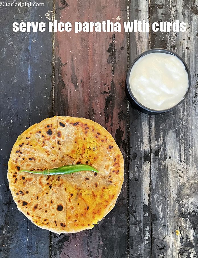 Step 44 – <meta charset="UTF-8" /> Serve<strong> rice&nbsp;paratha</strong> with curds.&nbsp;<br /> &nbsp;