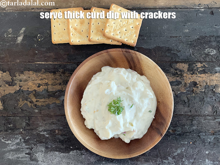 Step 18 – Serve <strong>thick curd dip | healthy Indian curd dip&nbsp;|&nbsp;yoghurt dip with onions and green chillies …