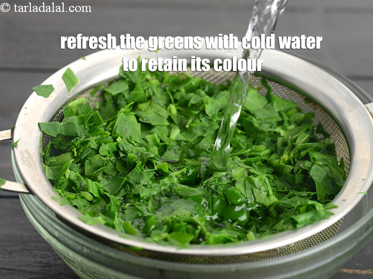 Step 36 – Refresh the greens with cold water to retain its colour.
