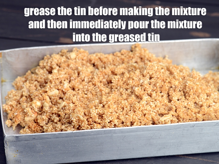 Step 19 – Grease the tin before making the mixture and then immediately pour the mixture into the …