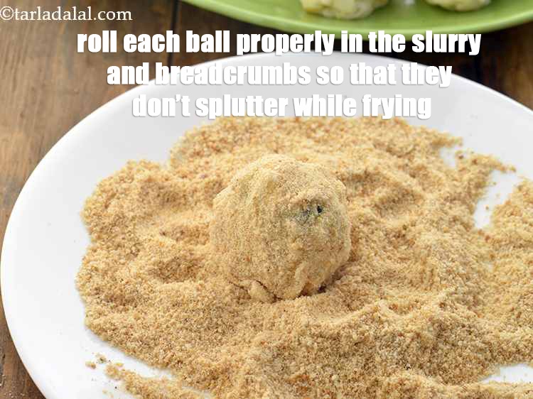 Step 23 – Roll each ball properly in the slurry and breadcrumbs so that they don&rsquo;t splutter while …