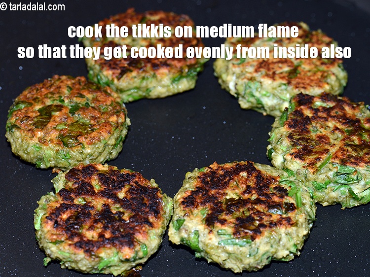 Step 19 – Cook the tikkis on medium flame so that they get cooked evenly from inside also.